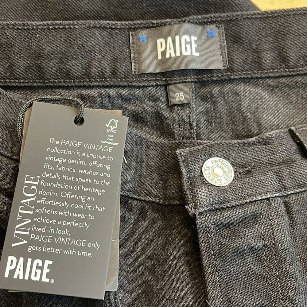 PAIGE NWT Billy Crop High Rise Straight Crop Black Jeans - Picture 3 of 6